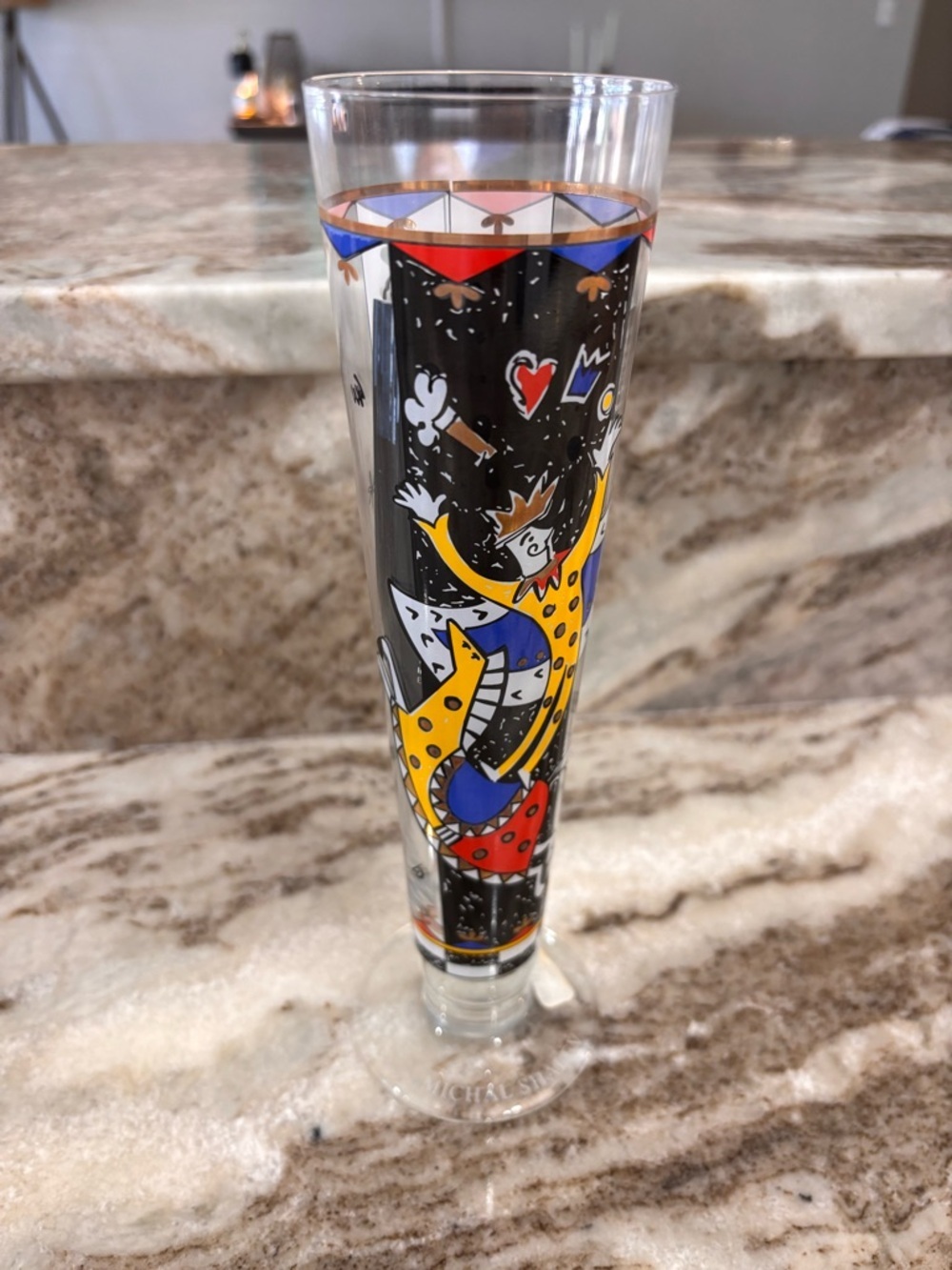 RITZENHOFF KLAUS MEINHARDT 9.75" Pilsner Glass Art MICHAL SHALEV Jester Germany